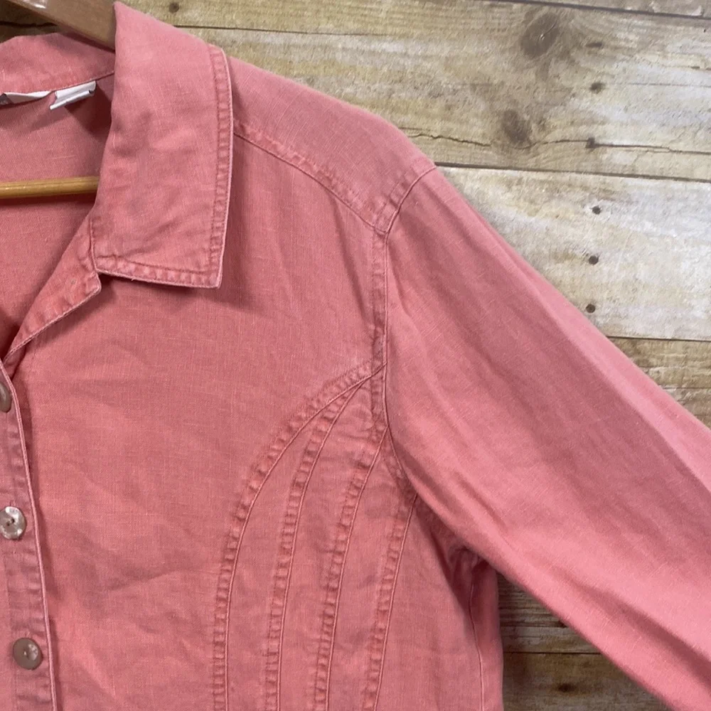 J. Jill 100% linen peach coral jacket size 16 - Picture 6 of 11